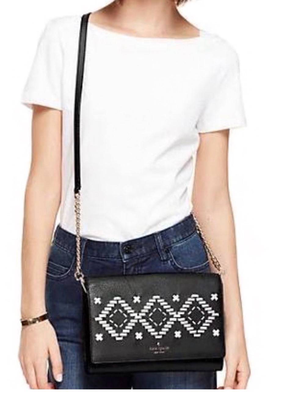 Kate Spade Flynn Street Valencia Black and White Crossbody Bag ($299)